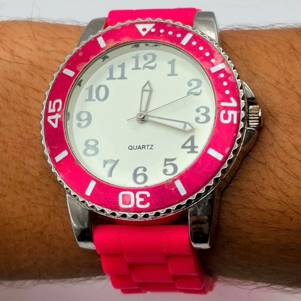 Silver & Pink Retro Watch